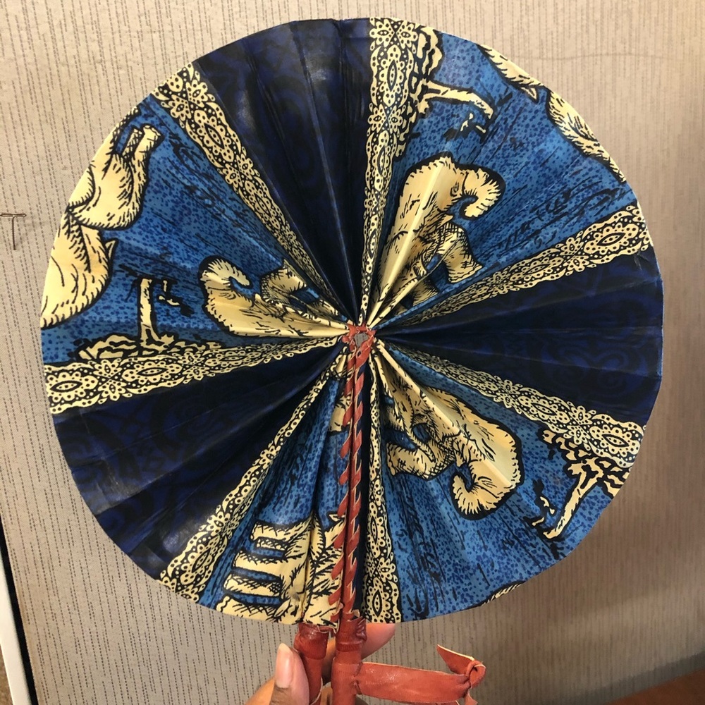 🛑 SALE **African Fabric Print Folding Fan**